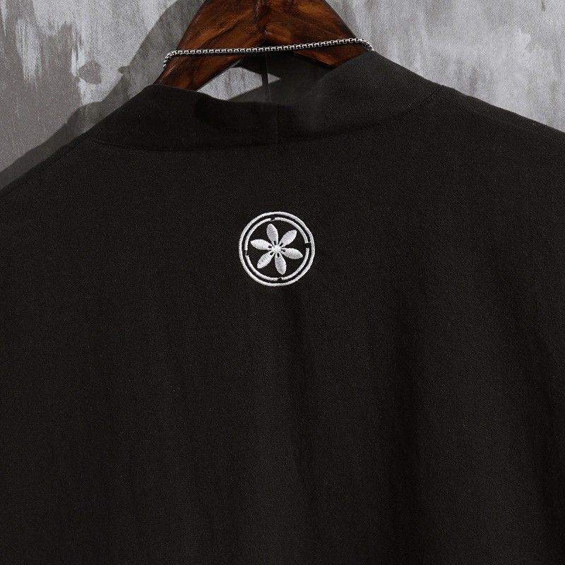 Summer Men&#39;s Haori Cardigan Kimono Men Shirt Samurai Japanese Clothing Robes Loose Tin Shirts Streetwear Asian Clothes Camisas