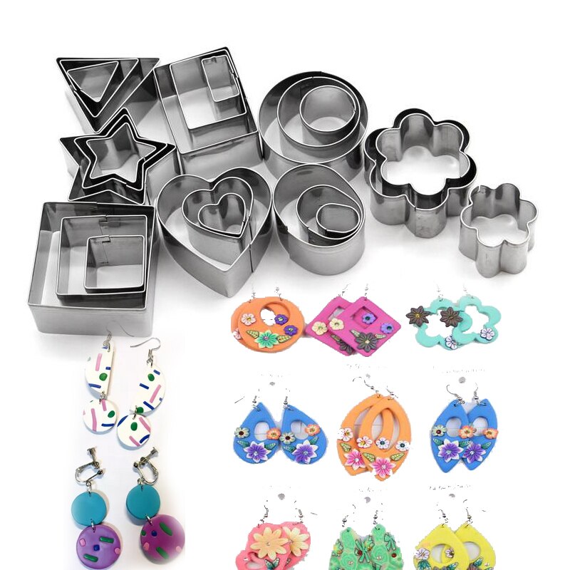 Clay Tool Stainless Steel Geometry Cutting Mold Clay cutter Baroque Mandala texture emboss stamp block pottery tools kit: 24cutter flower