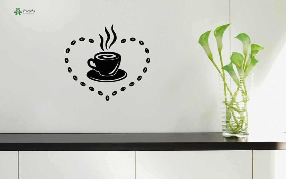 Yoyoyu vinyl väggdekor kök kafé drycker små föremål dekoration papel de parede para quarto klistermärken  fd250: 622 svarta