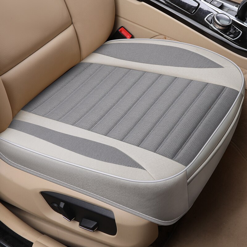 Flax Car Seat Cover Protector Washable Linen Front Seat Cushion Ultra-Luxury Breathable Pad Mat for Interior Truck Suv Van MPV: gray front 1