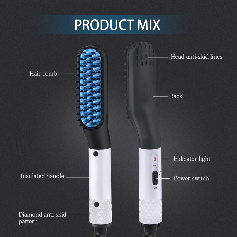 Hommes barbe lisseur barbe redressage peigne enchevêtrement cheveux brosse barbe et défriser les cheveux outils de coiffure