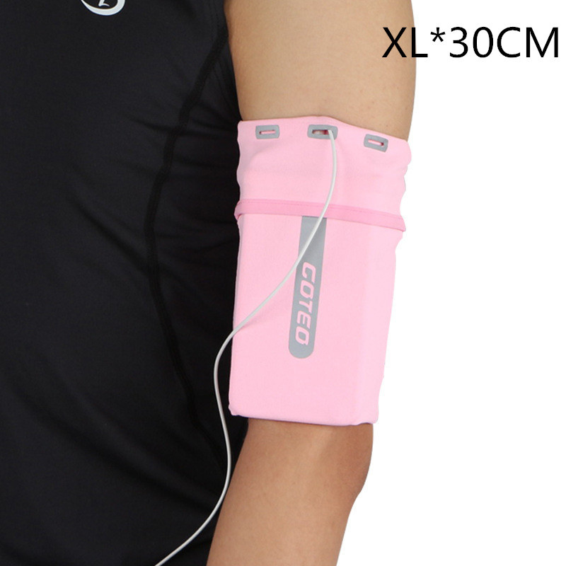 Double Pocket Slender Sports Running Arm Band Case Bag Telephone Wallet Holder Outdoor Pouch on Hand Gym Cover for Iphone 12 11: Pinkxl