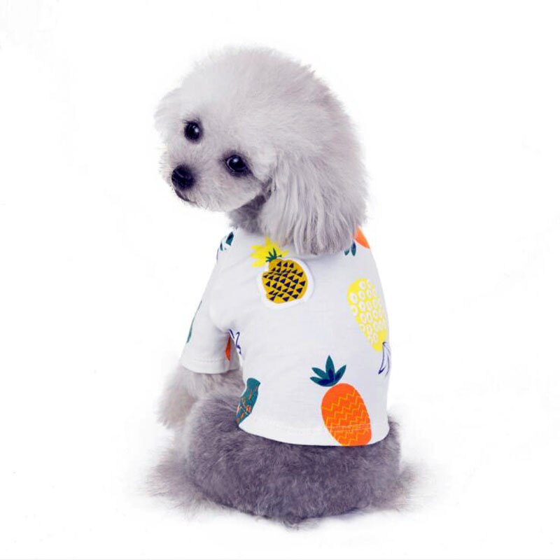 Huisdieren Hond Vest Gedrukt Hond Zomer T-shirt Puppy Ananas Kleding Kat Kostuum Voor Kleine en Middelgrote Honden Chihuahua Teddy: White / XXL