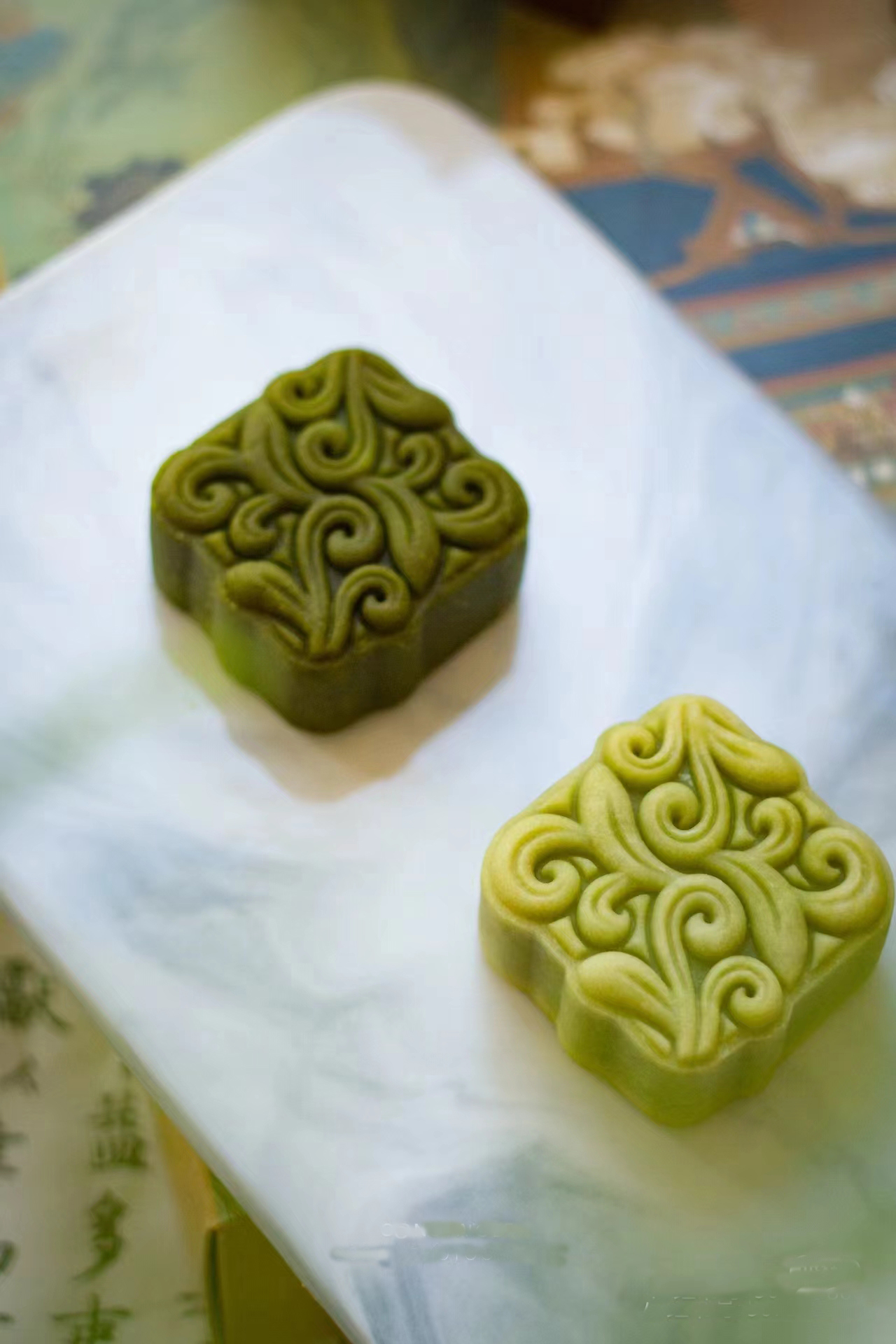 75G Vierkante Mooncake Handpers Mallen Ranken Plantkunde Vorm Chinese Stijl Koekjesstempel Diy Nuttig Mung Bean Cake Gebak