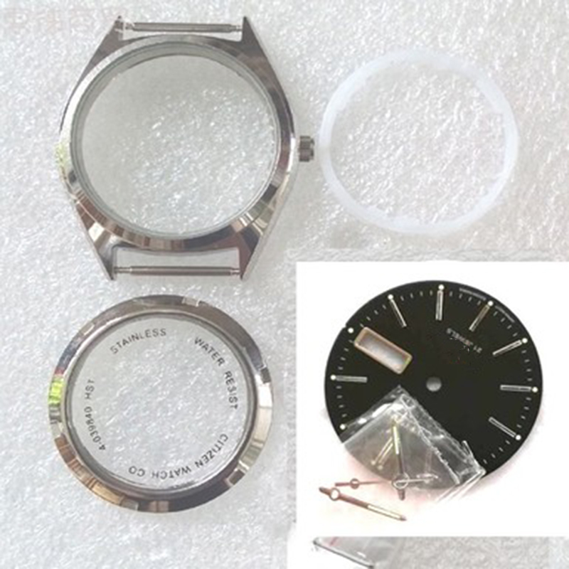 36Mm Rvs Horloge Case Transparante Bodem Geschikt Voor 8200 Beweging Heren Case Set Horloge Onderdelen Accessoires: Black