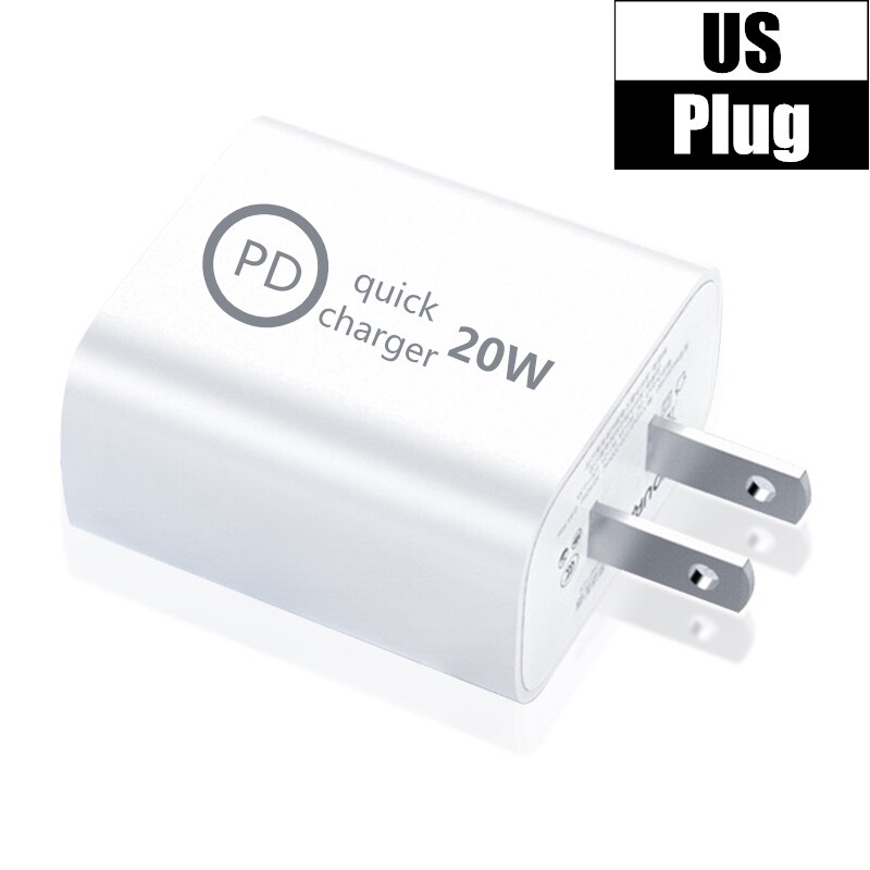 Lism 20W Pd Fast Charger Voor Iphone 12 11 Xs Xr Pro Max 8 Usb C Adapter Oplader Type C Quick Opladen QC3.0 Voor Xiaomi Samsung: US Plug