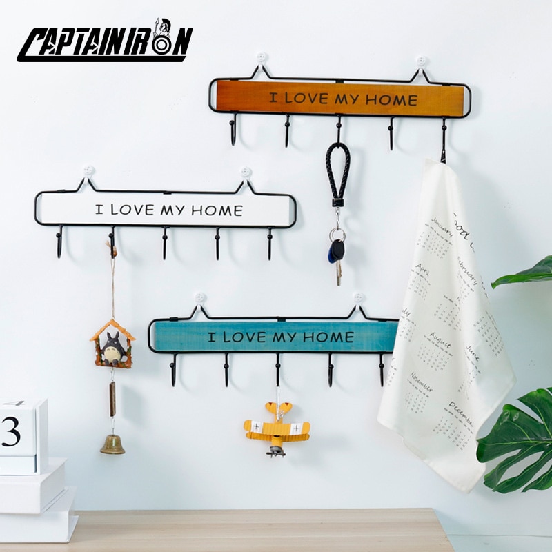 CAPTAINIRON Wall Hanging Letter Hooks for Key Holder Wall Decoration Hanger Iron Craft for Home Decor and Kitchen Tools Perchero
