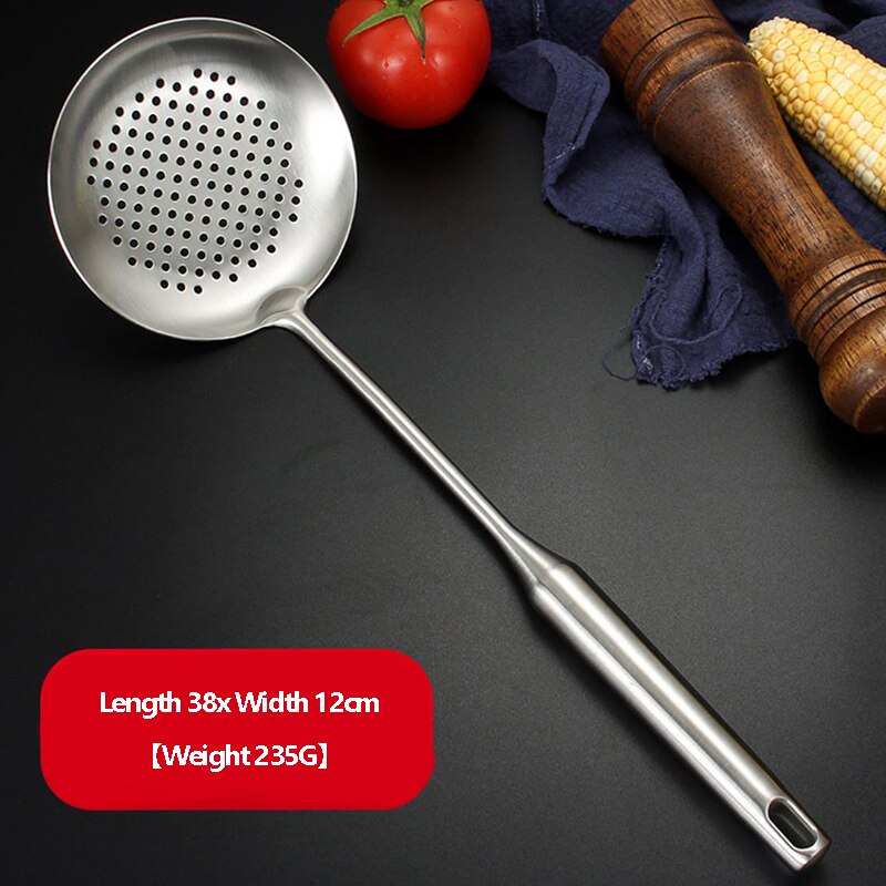 1Pc Kitchen Cooking Tools-Stainless Steel Spatula Soup Spoon Large Colander Scooped Hollow Handle Cooking Shovel Kitchen Cooking: Big Leak