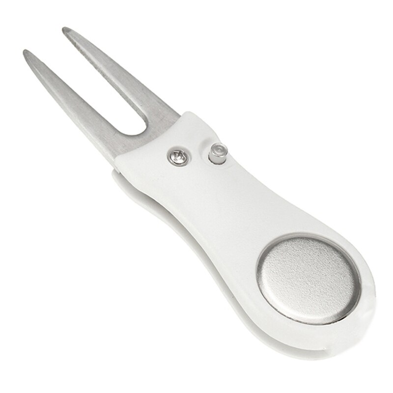 White Pitch Repair Divot Switchblade Tool Golf Ball Marker Green Mark Golfer Kit V4W7