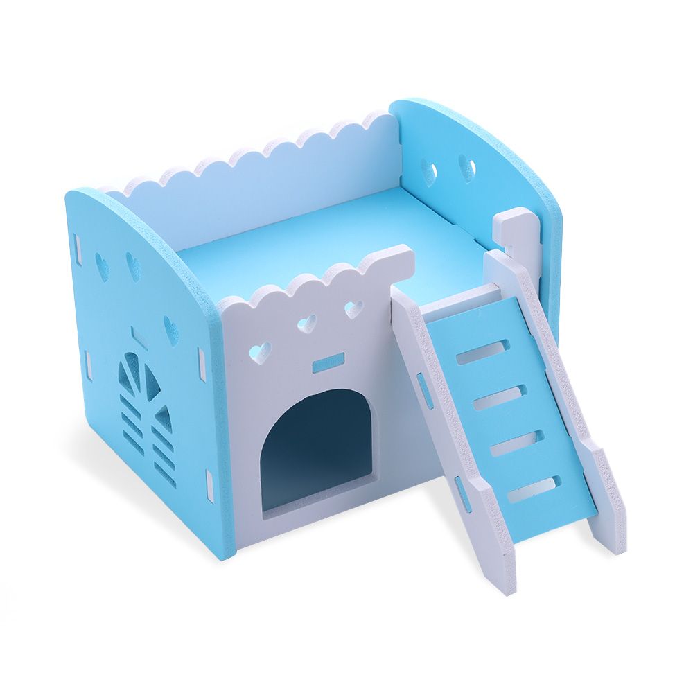 Hamsters House with Ladder Slide Wooden Small Animal Hedgehog Hamster Exercise Play Toys Accessories Pet Sport Hamster Cage: Hamster house