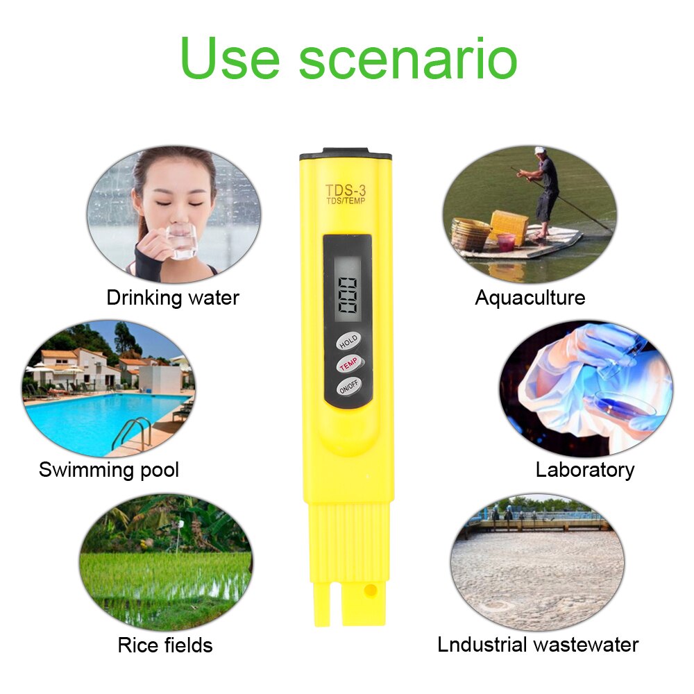 Digital LCD TDS Meter Thermometer Pen of Tester Accuracy 0.1 Aquarium Pool Water Wine Urine Automatic Calibration