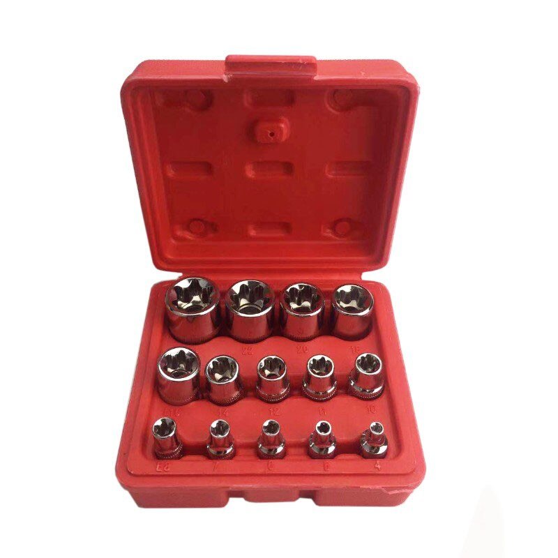 Aartisan 14 Pc Feale E-Torx Star Socket Set/Rail, 1/4" 3/8" 1/2