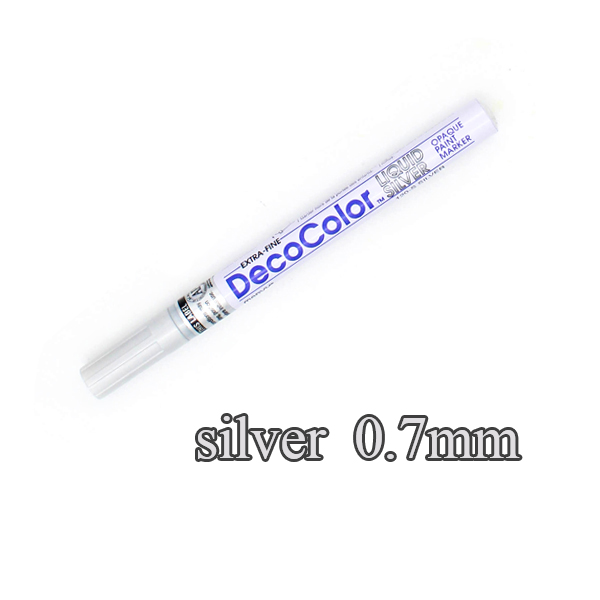Marvy Oil Paint Marker Pen Art Sketching Pen Golden/Silver/White 0.7/1.0/2.0mm Metallic Marcador Caneta Stationery 120S &amp; 300S: 1pcs-Silver-0.7mm