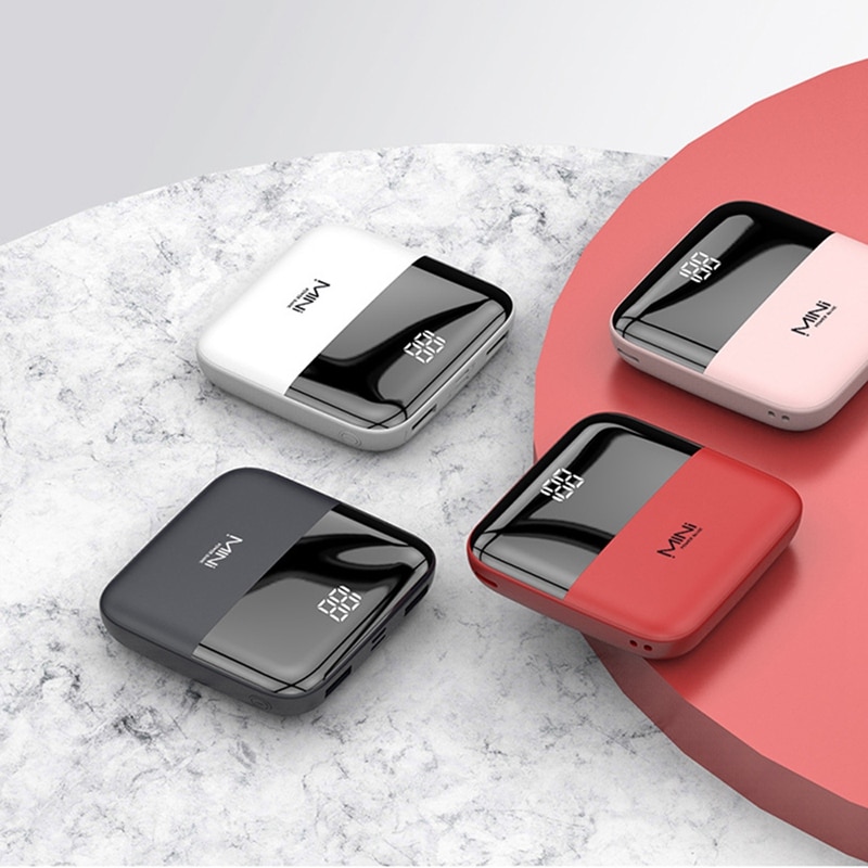 Przenośny Mini Power Bank 10000MAh wyświetlacz LED zewnętrzna podwójna ładowarka USB typu C dla iPhone/Huawei/Samsung