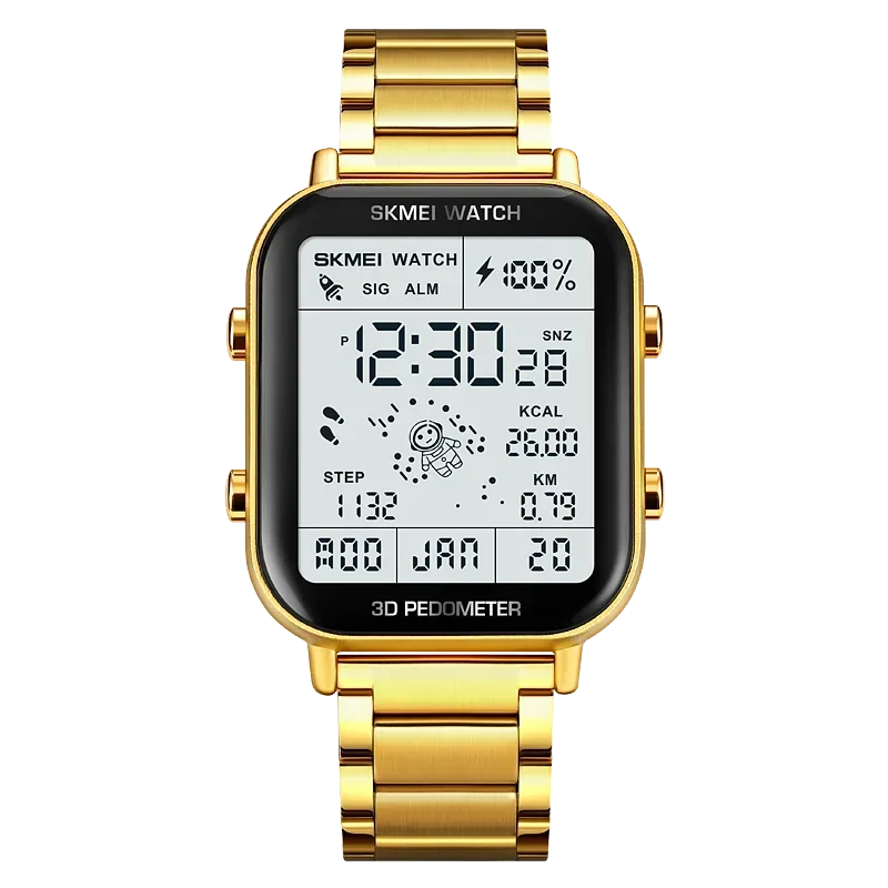 Skmei 1888 Kalenderklok Reloj Hombre Sport Stappenteller Calorieberekening Digitale Horloges Mannen Stopwatch Countdown Polshorloge: Goud