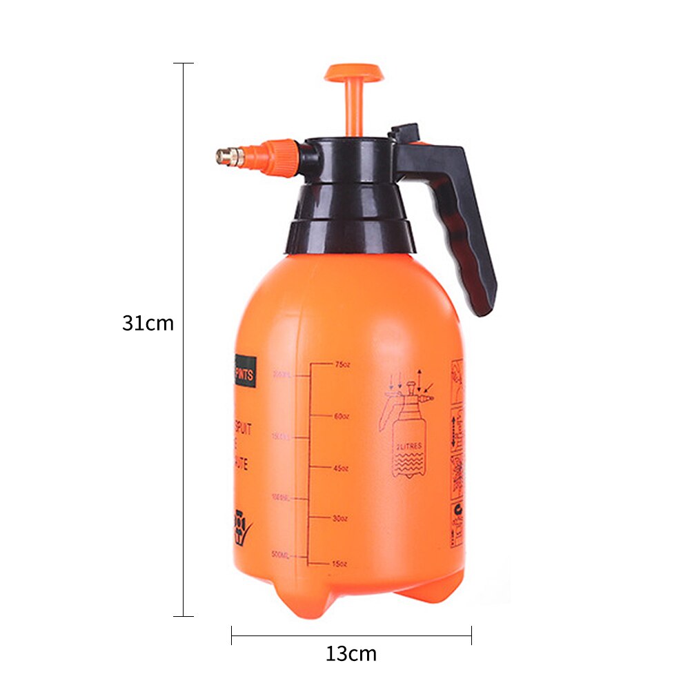 2L Orange Hand Pressure Trigger Sprayer Bottle Adjustable Copper Nozzle Head Manual Air Compression Pump Spray Bottle: Default Title
