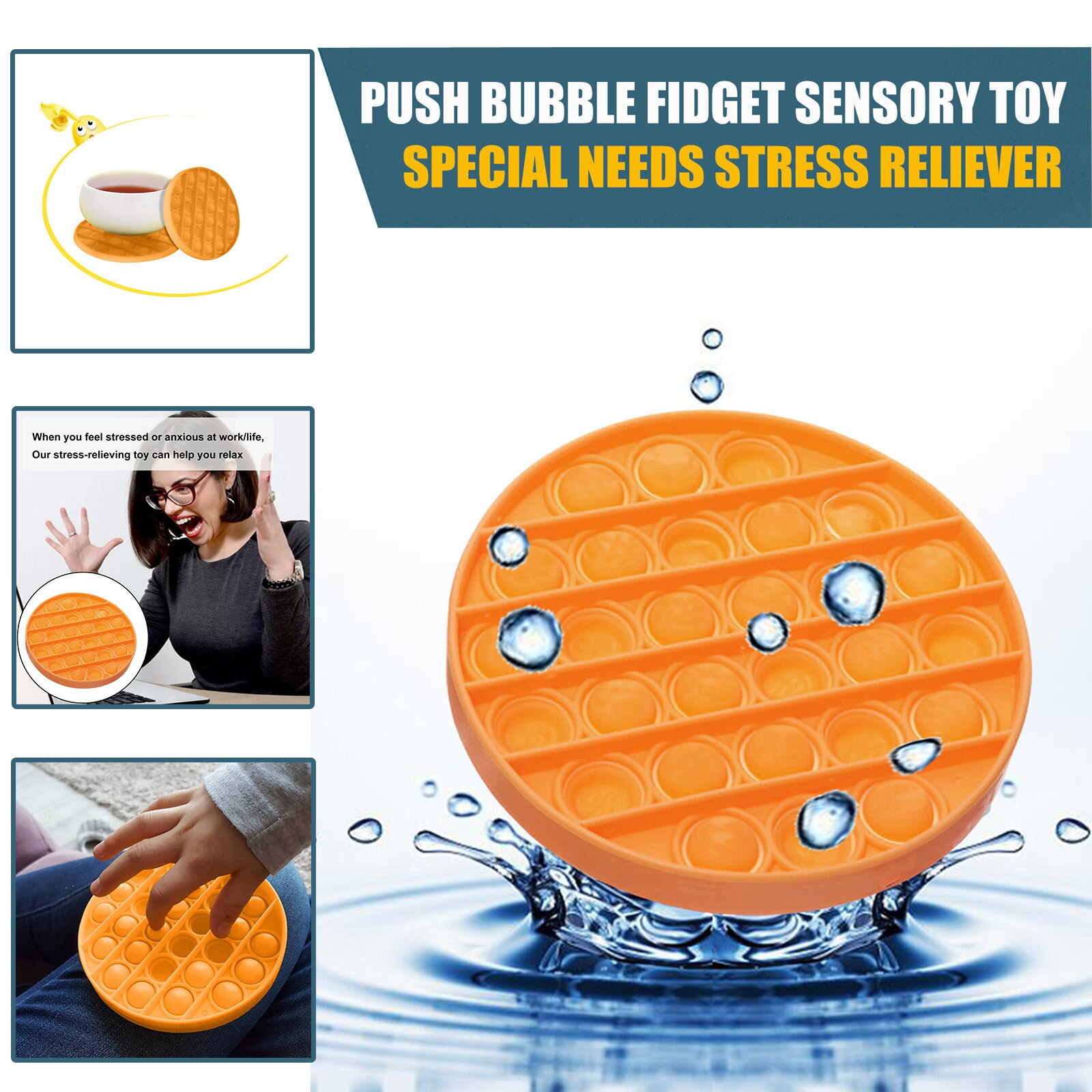 Push Bubble Fidget Sensory Toy Autism Special Needs Stress Reliever Stress and Increase Focus Educational Toys Soft Squeeze Toy