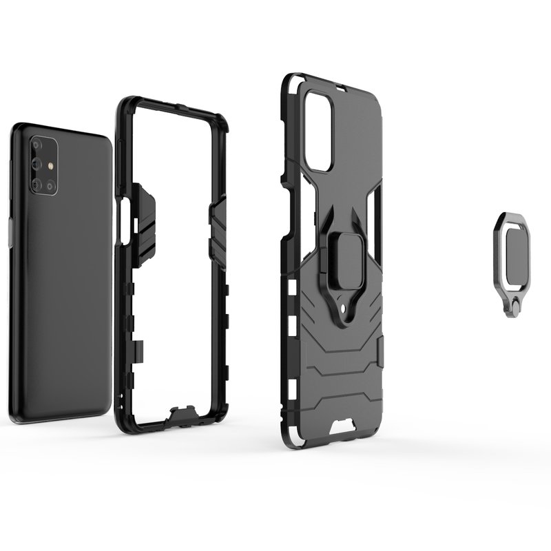 Schokbestendig Case Voor Samsung Galaxy M31S Silicone Hard Pc Armor Telefoon Geval Voor Samsung M31S Magnetische Metalen Ring Bescherming Cover