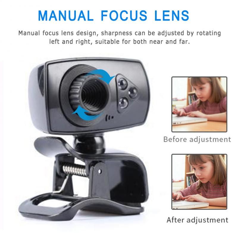 USB Web Camera 360 Degree USB HD Webcam Web Cam Clip-on Digital Camcorder With Microphone For Laptop PC Computer