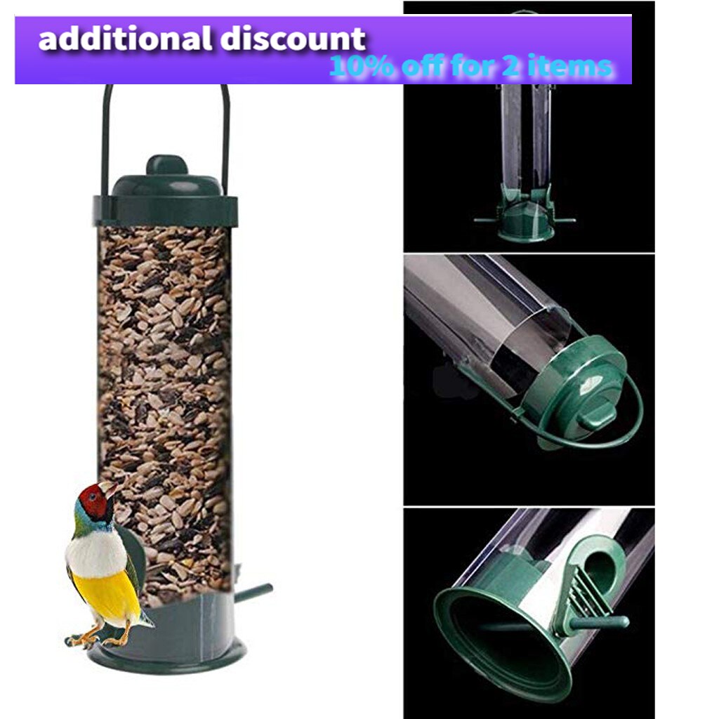 Plastic Wild Birds Water Feeder 4 Port Drinker Dish Hanging Station for Garden
