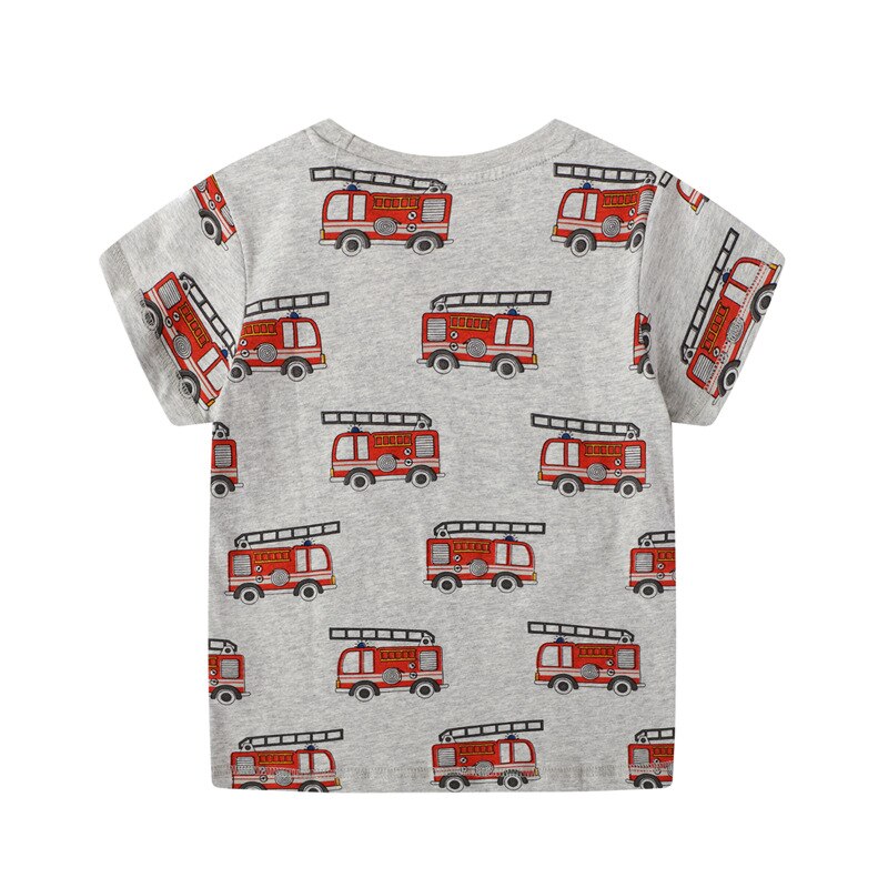 Kort t-shirt tynd tegneserie brandbil drenge bære moderigtigt t-shirt t-shirt t-shirt om sommeren børn t-shirt 6978