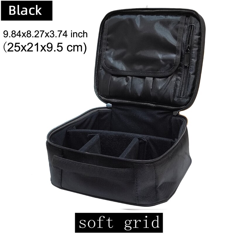 Vrouwen Make-Up Tas Reizen Grote Capaciteit Reizen Noodzakelijke Waterdichte Cosmetische Case: Oxford Black Soft