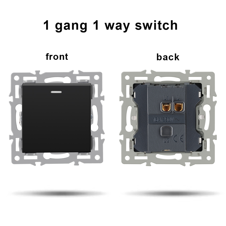 NYWP wall-mounted module diy European standard black tempered crystal glass panel socket LED light switch button function combi