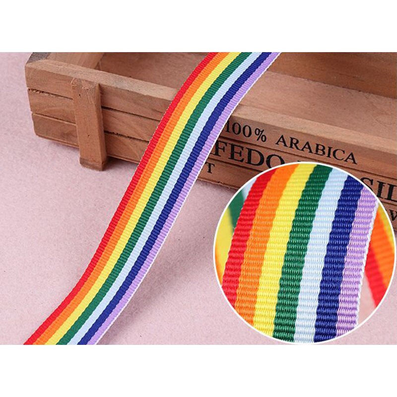 Correas de poliéster de colores del Arcoíris de 50 yardas, cinta de 10mm, 15mm, 20mm, 25mm, 30mm y 40mm para bolsa de zapatos, accesorios de costura de ropa DIY: 10mm