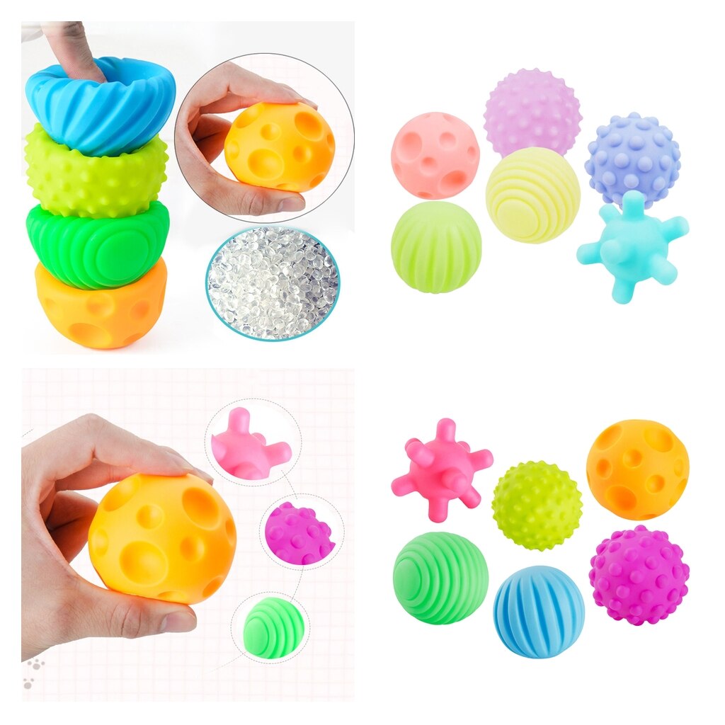 6Pcs Colorful Infants Toy Tactile Multi-Texture Hand-Catch Ball Baby Training Toy