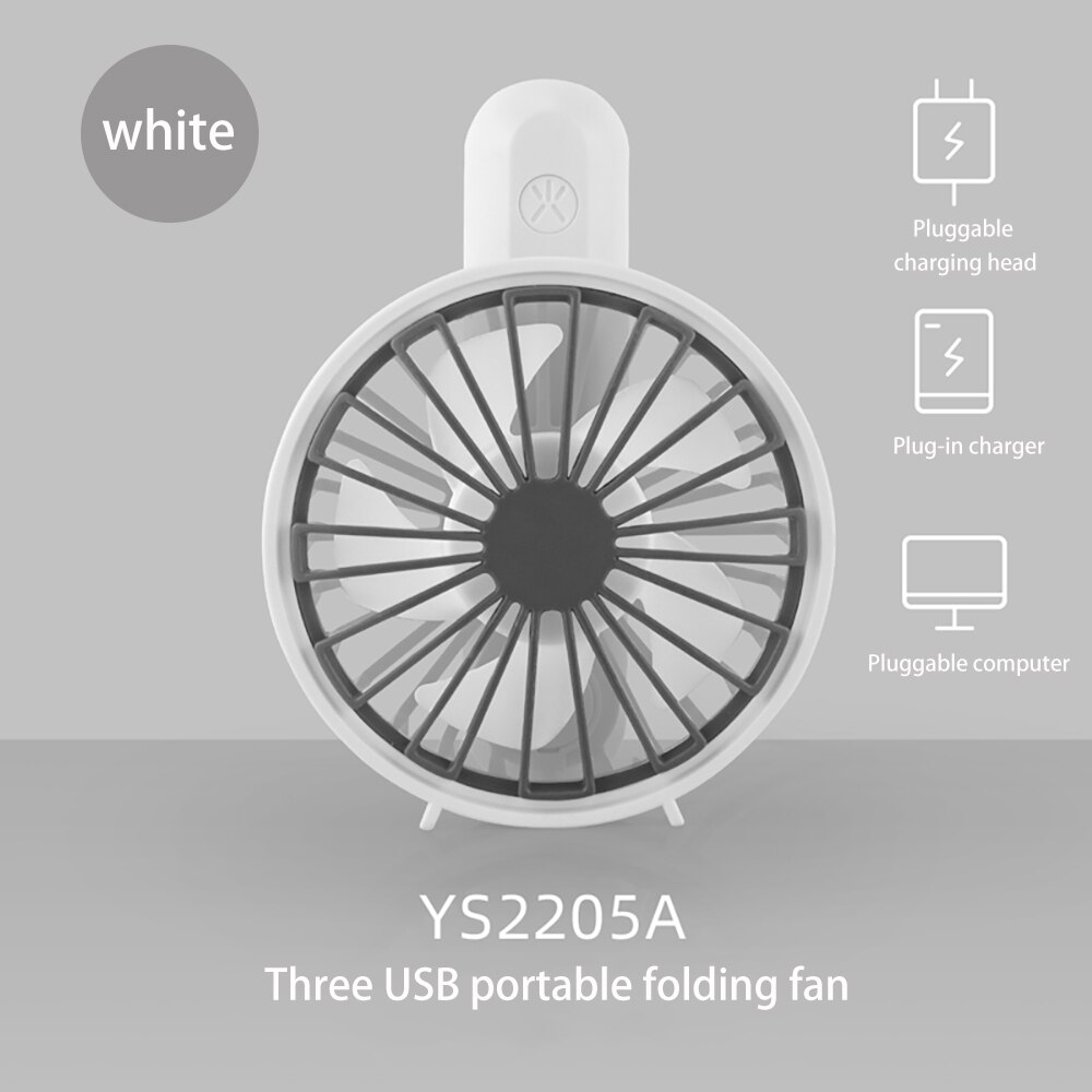 Mini usb-fläkt bärbar handhållen fläkt 180 ° rotation laddningsbart inbyggt batteri 500 mah praktisk luftkylningsfläkt för utomhusbruk: Mörkblå