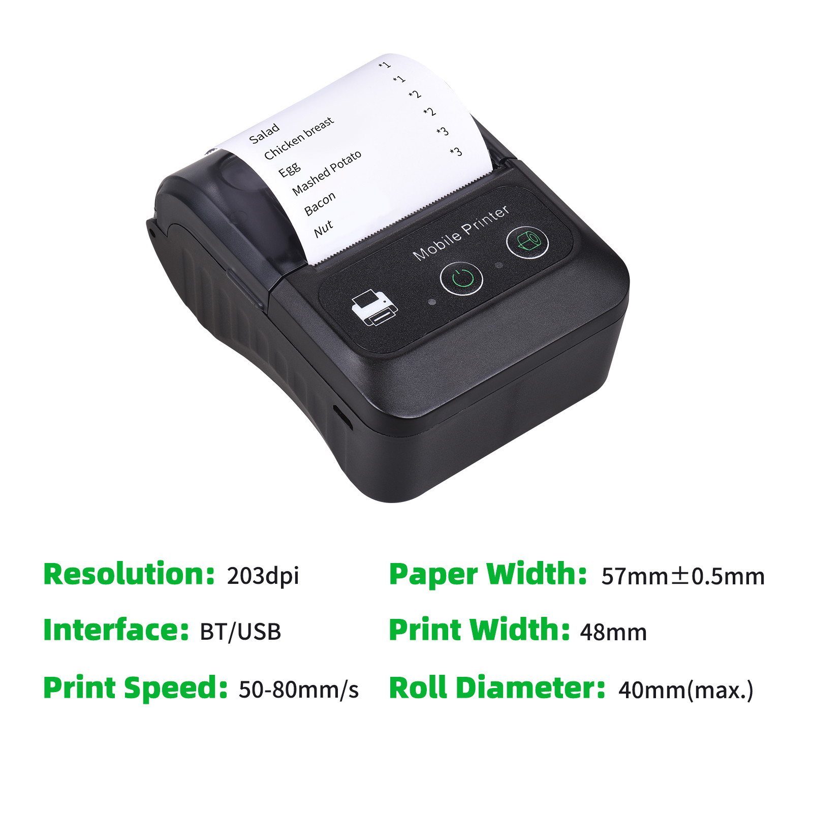 Portable Bluetooth Thermal Receipt Printer 58mm Mini Size To Carry On Works With Android &amp; iOS Handheld Wireless Thermal Printer