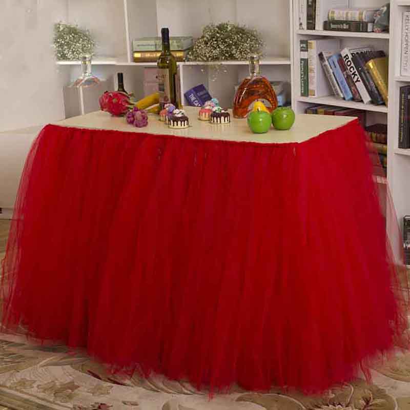 Tulle Tutu Table Skirt Tulle Tableware for Wedding Decoration Baby Shower Party Wedding Table Skirting Home Textile 91.5x80cm