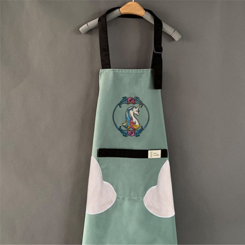 Kampaamo työassistentti työvaatteet parturi kampaaja värjäys vain vedenpitävä naisten vaatteet hiukset esiliina keittiö ravintola: Yksisarvinen vihreä