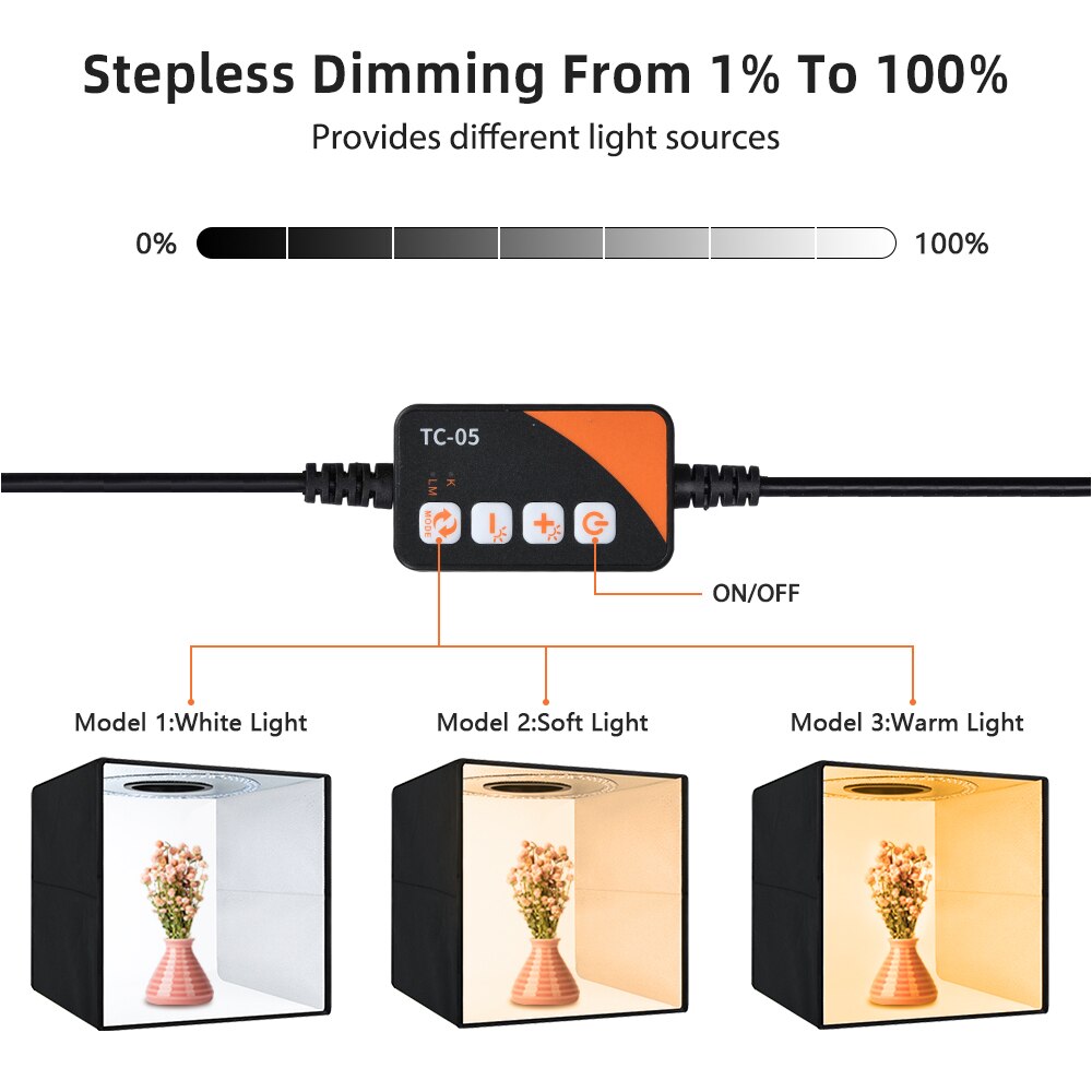 Travor 30*30 cm Foldable Photo box Mini Led LightBox Dimmable Photography Studio Shooting Tent Box Kit with 6Colors Backdrop