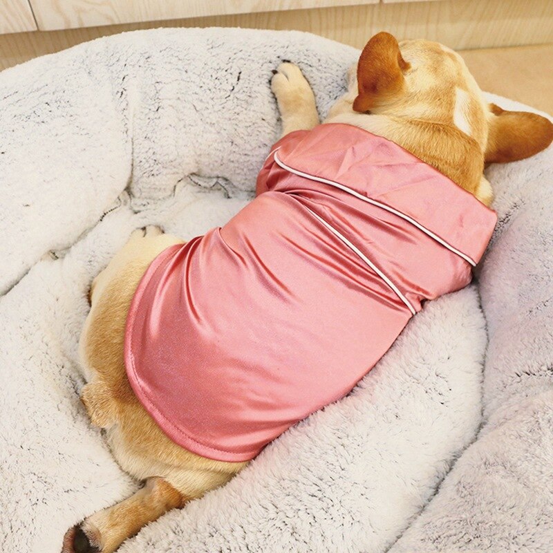 Pet miękki jedwab luksusowa piżama dla psa moda buldog francuski piżama dla małych psów Shih Tzu Puppy ubrania dla kota zwierzęta odzież Homewear/