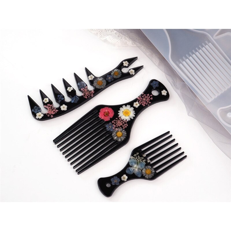 Moldes de resina de Peine africano, herramientas artesanales para recoger el pelo, Molde de resina de Peine Afro, DIY, moldes de peine para recoger el pelo, molde de silicona