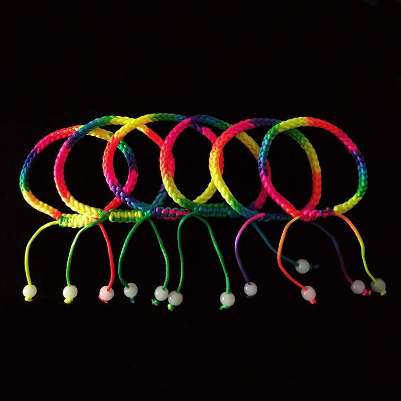 10 x Algodão Íris Macrame Cabo Trançado de Fio de Multi-Cor Ajustável Abertura Cuff Pulseiras Unisex Jóias Feitas À Mão