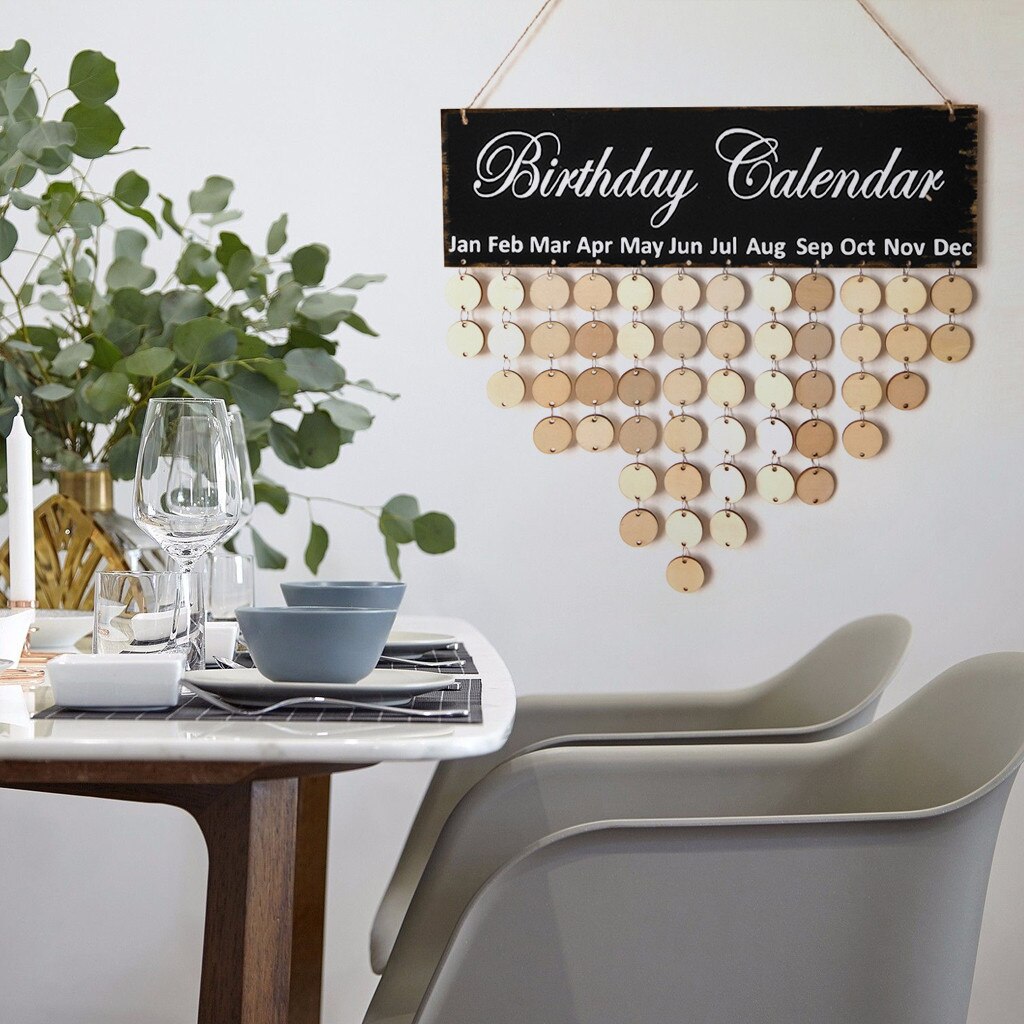 Rodzina tablica urodzinowa tablica Diy wiszące drewniane przypomnienie o urodzinach kalendarz okrągłe kochające ozdoby rodzinne