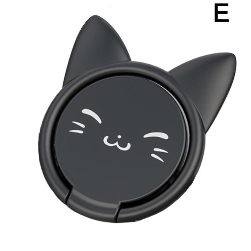 Metalfinger ringholder mobiltelefon smartphone bilmonteringsbeslag holder holder sød kat magnetisk bilbeslag stativ tilbehør: E