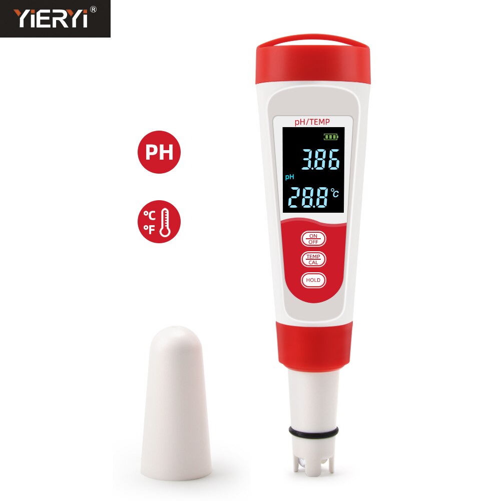 Temp PH Meter Digital Water Purity Tester Temperature Pen Acidometer Detector for Pool Laboratory Aquarium