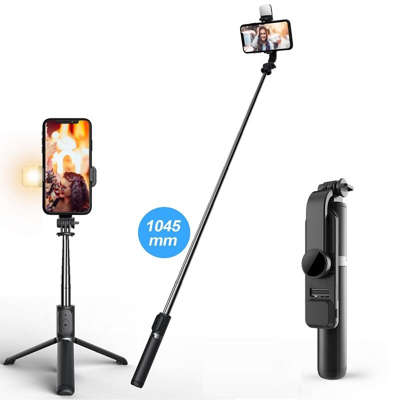 FGCLSY Bluetooth selfie stick with LED fill light mini tripod, expandable monopod For Android IOS