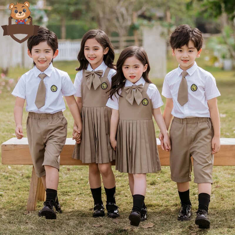 Uniforme scolaire coréen japonais pour enfants, pour filles et garçons, chemise blanche, Blazer, manteau à bretelles, robe, short, ensemble de vêtements, tenue d&#39;étudiant