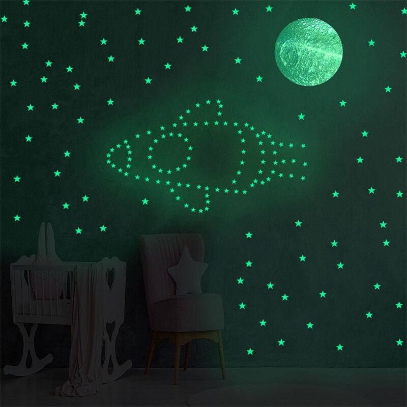 Glowing Aufkleber In Der Dunkelheit, Sterne Und Mond Wand Aufkleber Q6PD