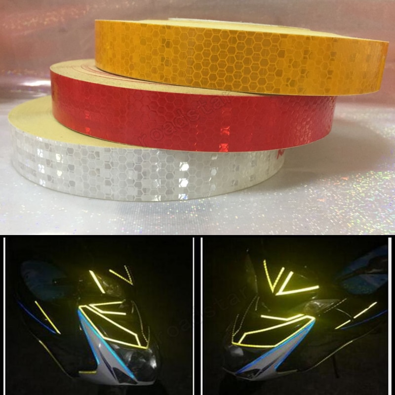 25Mm X 25M Geel/Rood/Wit Reflecterende Tape Stickers Auto-Styling Zelfklevend Waarschuwing Tape