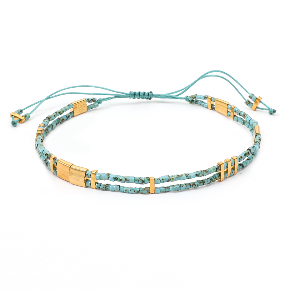 Pulseras de cuentas de Tila de cristal de la amistad para mujer, pulsera Miyuki de esmalte ajustable a distancia bohemia, brazalete con dijes, joyería: Verde oscuro