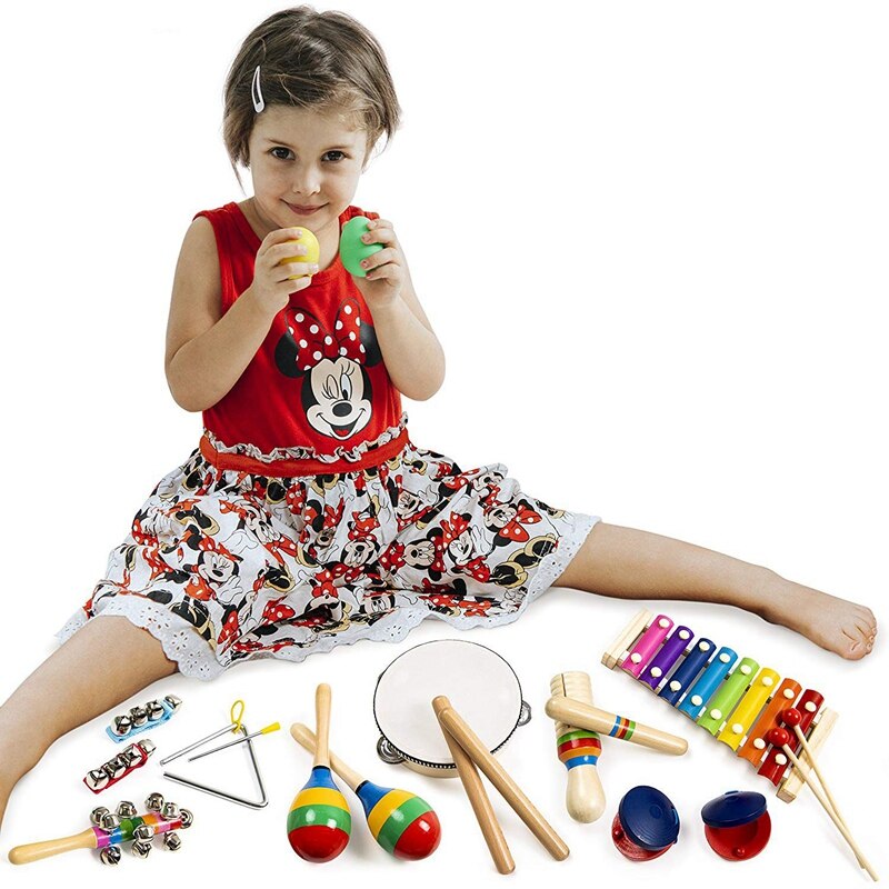 Instrumentos para niños pequeños y preescolares percusión de madera para niños y niñas, incluyendo xilófono, que promueve el desarrollo temprano