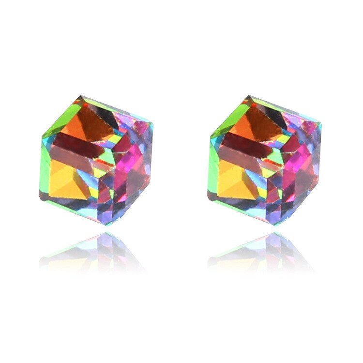 1 Paar Kleur Cube Clip Oorbellen Voor Man Zirkoon Oor Piercing Sieraden Vrouwen Jongen