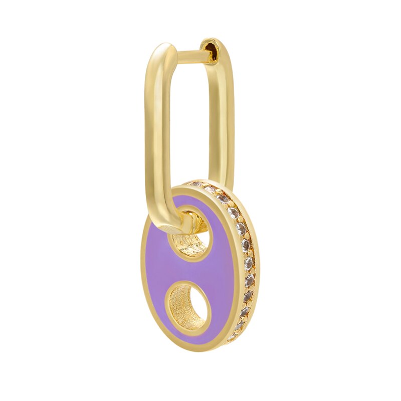 Hecheng, 1pc ,cz colorido buraco gota brinco, atacado, para mulher neon fluorescente jóias: purple