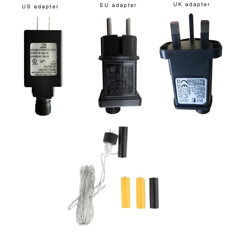 AA AAA Batterieliminator US UK Kontakt - DC 4.5V 800mA Strömadapter - 3m Kabel - EU/US/UK Kontakt