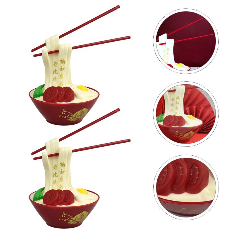 2pcs Birthday Plastic Cake Picks Birthday Noodles Ornaments Cake Insert Toppers